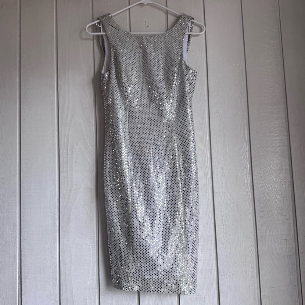 Vintage Newport News Silver Sequin Mini Dress